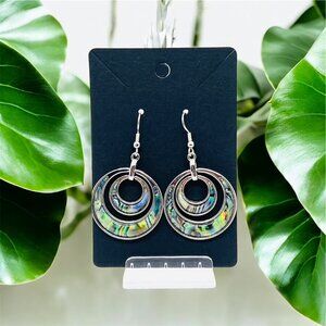 BohoChic Vintage Alpaca Abalone Silver Plated Hoops